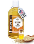 ORGANIC SESAME OIL (8 oz) Premium Cold Pressed Unrefined | 100% Pure Sesame Oil for Skin, Face, Hair, Soap Making | Carrier for Essential Oils | Available in Bulk | 8 FL OZ