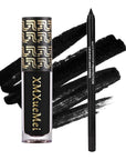 Black Velvet Matte Liquid Lipstick and Lip Liner Set - Smudge-proof, Long-lasting, Waterproof Black Lip Gloss Stain and Liner Pencil for Goth Halloween Cosplay Makeup