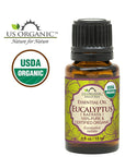 US Organic 100% Pure Eucalyptus Essential Oil (Radiata) - USDA Certified Organic, Steam Distilled - W/Euro droppers (More Size Variations Available) (15 ml / .5 fl oz)