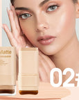 Foundation Stick, 2 in 1 Dual-Ended Eraser Contour Stick with Brush, Tinted Moisturizer, Beauty Balm Skin Tint, Concealer Foundation Sticks for Face Makeup, Sheer to Medium Coverage, Dewy Finish (#02)