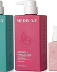 Medix 5.5 Anti Aging Skin Care 3PC Set | Retinol Body Cream + Exfoliating AHA Glycolic Acid Foaming Face Wash & Body Wash + Hyaluronic Acid Serum Booster, Wash + Treat + Hydrate Skincare Set, 3PC Set
