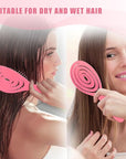 Detangle Hair Brush, Detangling Wet Spiral Hairbrush for Women, Men, kids, Vented Detangler for Blow Drying, Glide Through Tangles For All Hair Types (Pink)