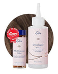 eSalon Permanent Hair Color & Hair Dye Complete Kit - Medium Brown Natural Golden - Personal Colorist Kit for Up To 100% Gray Coverage for All Hair Types - Professional-Grade Ammonia-Free Hair Dye