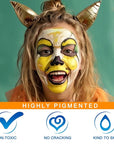 MEICOLY Yellow Face Body Paint Stick,Yellow Face Paint for Halloween Lion Tiger Cosplay Makeup,Professional SFX Makeup Face Painting for Adults and Kids,Waterproof Eye Black Stick