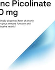 Thorne Zinc Picolinate 30 mg - Well-Absorbed Zinc Supplement for Growth and Immune Function - 60 Capsules