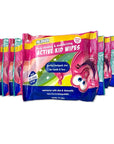 Mr. Bubble Moisturizing Kids Gentle Face and Hand Wipes, Travel Size Biodegradable Deep Cleaning Towelettes Made with Hydrating Aloe Vera and Chamomile (Pack of 12 Pouches, 15 Wipes Each)