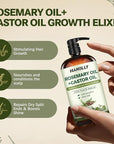 Rosemary Castor Oil for Hair Growth 16oz - 100% Pure Rosemary Oil with Castor Oil, Blend of Effective Hair Oils For Hair Growth, Hydration Scalp, Reduce Loss & Split Ends