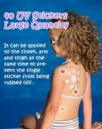 UV Stickers for Sunscreen - 40 Count UV Detection Stickers, Know When to re-Apply Sunscreen, Safe for Kids Age 3+, 4 Pattern Types for Girls & Boys