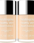 Neutrogena Healthy Skin Liquid Makeup Foundation, Broad Spectrum SPF 20 Sunscreen, Lightweight & Flawless Coverage Foundation with Antioxidant Vitamin E & Feverfew, Natural Beige, 1 fl. oz (Pack of 2)