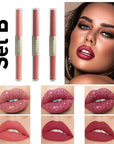 Double-end 2-in-1 Matte & Shimmery Lip Gloss Set, 3 PCS/Set (Set B, 3pcs)