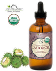 US Organic Castor Oil, USDA Certified Organic,Expeller Pressed, Hexane Free, 100% Pure & Natural moisturizing and Emollient Properties, for Skin, Hair Care, Eyelashes, DIY Projects (4 oz (115 ml))