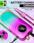 Portable Nail Drill Cordless,35000 RPM Electric Nail File with Holder,Rechargeable Nail Drill E Filer for Nails,Electric Nail Buffer Nail Dremel Tool for Women (Gradient Purple Green)