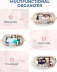 BAGSMART Makeup Bag Travel Toiletry Bag, Puffy Padded Make Up Bags for Women Makeup Organizer Case, Wide-open Pouch Purse Travel Essentials Toiletries Accessories Brushes, Pink