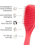 Tangle Teezer Ultimate Detangler Hairbrush, Eliminates Knots & Reduces Breakage, Mini Hair Brush for Travel, Small Hands & All Hair Types, Pink Punch