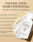 Hair Repair Conditioner for Damaged & Color Treated Hair – Argan Oil, Collagen & Citric Acid - Deep Moisture, Frizz Control, Shine Boost - Sulfate-Free, Paraben-Free, Silicone-Free, 400ml