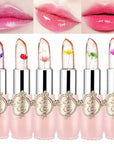 firstfly Pack of 6 Crystal Flower Jelly Lipstick, Long Lasting Nutritious Lip Balm Lips Moisturizer Magic Temperature Color Change Lip Gloss (Pink)