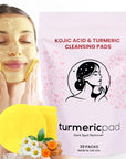 Turmeric Kojic Acid Cleansing Pads, 30 Count | Soothing Chamomile | Nourishing & Brightening, Oil Control & Even Skin Tone for All Skin Types