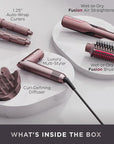 Shark FlexFusion Hair Straightener & Powerful Hair Dryer with Diffuser, Fusion Hair Brush, Ceramic Air Styler with Auto-Wrap Hair Curlers, Ceramic Plates, Cosmic Blush HD642S