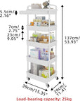 Calmootey 5-Tier Rolling Utility Cart with Drawer,Multifunctional Storage Organizer with Plastic Shelf & Metal Wheels,Storage Cart for Kitchen,Bathroom,Living Room,Office,White