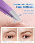 Expert Slant Tip Tweezers with Leather Case, GlamTweeler Sharp & Precision Stainless Steel Tweezer for Eyebrows, Facial Hair and Fine Hairs Removal (Violet)