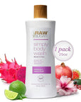 RAW SUGAR Simply Body Wash - Hibiscus + Island Fruit (25 Fl Oz, Pack of 1) Moisturizing & Soothing Bath & Shower Gel, Formulated without Sulfates & Parabens, Vegan