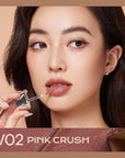 Mistine Makeup Velvet Lip Gloss Matte Lip Cream Liquid Lipstick Softening with Hyaluronic Acid Lip Tint, Non-Sticky Lightweight Lip Color V02 Pink Crush 0.1 fl oz