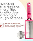 Microplane Colossal Foot File Scraper - The Original Stainless Steel Foot Rasp, Dead Skin/Callus Remover for Feet, Gentle Foot Scrubber, Pedicure Tools for Salon-Quality Foot Care, Pink
