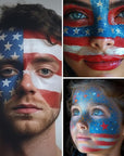 BADCOLOR 3PCS Blue White Red Face Body Paint Stick, Cream Blendable Eye Black for Softball Football Baseball Lacrosse American Flags, Professional Face Painting for Halloween SFX Independence Day