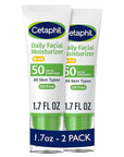 Cetaphil Daily Facial Moisturizer SPF 50, 1.7 Fl Oz (Pack of 2), Gentle Facial Moisturizer For Dry to Normal Skin Types, No Added Fragrance, Dermatologist Recommended (Packaging May Vary)