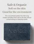 ARENCIA Black Organic Dish Soap Bar – Non-Toxic, Vegan, Eco Kitchen Bar, Sustainable, Zero Waste, Plant-Based, Free of Fragrance, Cuts Through Grime, Camping, Oatmeal Dish Soap