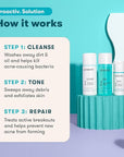Proactiv 3 Step Acne Treatment - Benzoyl Peroxide Face Wash, Repairing Acne Spot Treatment for Face and Body, Exfoliating Toner - 30 Day Complete Acne Skin Care Kit