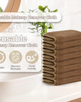 Nugilla Makeup Remover Cloths, 8 Packs Makeup Remover Towels Reusable Face Wash Cloth, Soft Microfiber Face Cloth for Women(Light Brown)