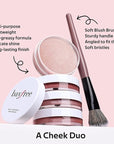 Multi Cream Blush & Blush Brush Set, Korean Makeup Blush for Cheeks, Multi-Use Face Balm, Lightweight & Hydrating, Blendable Color, Non-Greasy, Soft Bristles for Radiant Finish (Dewy)