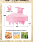 HEETA Scalp Massager Hair Growth, Soft Silicone Scalp Scrubber Shampoo Brush for Exfoliation, Dandruff Removal & Head Massage Stress Relax, Wet & Dry Use for Thick, Thin Hair Care, Wheat Straw Pink