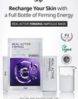 SNP Real Active Firming Ampoule Sheet Mask | Revitalizing and Strengthening for All Skin Types | Vegan Sheet Masks with 7 Collagen and Peptides | Collagen Face Masks Skincare | 10 Sheets