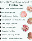 PediLux Pro Professional Manicure Pedicure Kit, Cordless Electric Nail File Drill Set, Thick Toenail Grinder, Toe Nail Dremel Tools, Filer, Buffer, Sander, Remove Cuticles, Callus for Men & Women