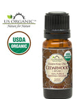 US Organic 100% Pure Cedarwood Essential Oil (Atlas) - USDA Certified Organic, Steam Distilled (More Size Variations Available) (10 ml / .33 fl oz)