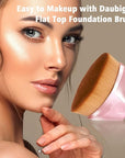 Foundation Brush, Daubigny Perfect Makeup Brush for Face Blush Liquid Powder Foundation Brush for Blending Liquid, Cream or Flawless Powder Cosmetics with Protective Case (Rose Golden)