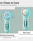 Face Scrubber Exfoliator,Facial Cleansing Brushes Rechargeable IPX7 Waterproof with 5 Brush Heads,Electric Face Spin Brush for Exfoliating, Massaging and Deep Cleansing (Mint Green)