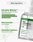 WELLAGE Real Cica Calming Trouble Ampoule - Korean Soothing Serum 95% Madecassoside, Rapid Soothing, Redness Relief, Sebum Control, Improves Freckles and Blemishes, for Acne-Prone Skin, 1.69 fl.oz