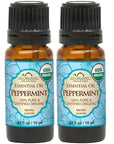 US Organic 100% Pure Peppermint Essential Oil - USDA Certified Organic - 10 ml Pack of 2 - w/Improved caps and droppers (More Size Variations Available)