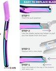 ZOMCHI Dermaplane Razor for Women Face, Premium Facial Razor & Eyebrow Razor, Dermaplaning Tool with Metal Handle, Removes Peach Fuzz, Exfoliates Skin, 11 Blades (Rainbow)