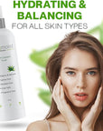 Aloe Vera Toner for Sensitive Skin: Hydrating Facial Toner for Women Anti Aging Dry, Oily & Acne Prone Skin with Soothing Aloe Vera, Pore Minimizing Witch Hazel, pH Balancing Antioxidant Green Tea 8oz