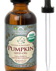 US Organic Pumpkin Seed Oil, USDA Certified Organic, Pure, Natural, Cold Pressed Virgin, Unrefined in Amber Glass Bottle w/Glass Eyedropper (Small (2 oz, 56 ml))