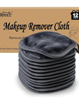 HOMEXCEL Makeup Remover Cloth 12 Count (Pack of 1), Reusable Makeup Remover Pads, Washable Ultra Soft Facial Cleansing Cloths For All Skin Types, 5 X 5 In, Black