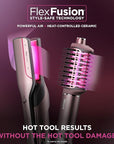 Shark FlexFusion Hair Straightener & Powerful Hair Dryer with Fusion Hair Brush, Ceramic Air Styler with Auto-Wrap Hair Curlers & Concentrator, Ceramic Plates, Cosmic Blush HD641S