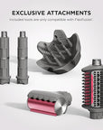 Shark FlexFusion Hair Dryer with Fusion Hair Brush, Diffuser, Ceramic Air Styler with Auto-Wrap Hair Curlers, Ceramic Plates, Metallic Mist HD642