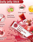 Coleology Cutting Jelly - Korean Collagen Jelly Stick with Garcinia Cambogia, Chia Seeds Collagen, Hyaluronic Acid, Glowing Skin, Pomegranate Flavored 15 Sticks
