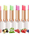 6 Pcs/Set Peach Aloe Vera Strawberry Blueberry Avocado Grape Jelly Lipstick Set Temperature Change Moisturizer flower Lip Stick Long Lasting Nutritious Lip Balm Magic Color Change Lip Gloss