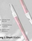Face Razors for Women, Dermaplane Razor for Women Face, Eyebrow Razor, Facial Razors, Dermaplaning Tool, Reusable Metal Handle with 8 Microblades for Sensitive Skin, Peach Fuzz Remover, Pink